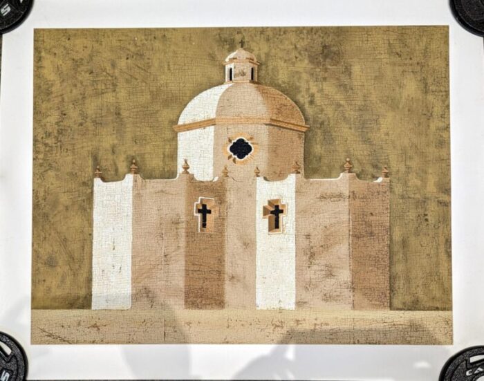 screen print of latin american cathedral by artist jacques lamy 8858