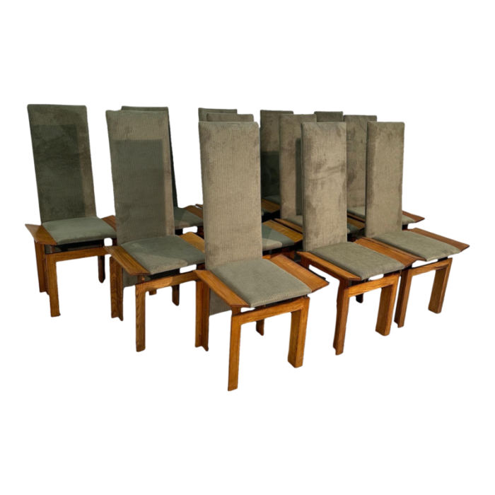 set of 12 wood mid century italian dining chairs 1960s 9243