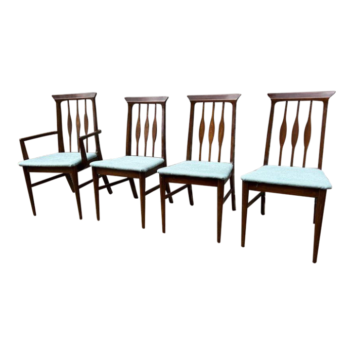 set of 4 mid century walnut dining chairs circa 1960s 3368