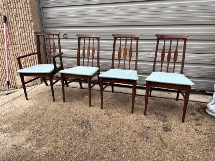 set of 4 mid century walnut dining chairs circa 1960s 7019