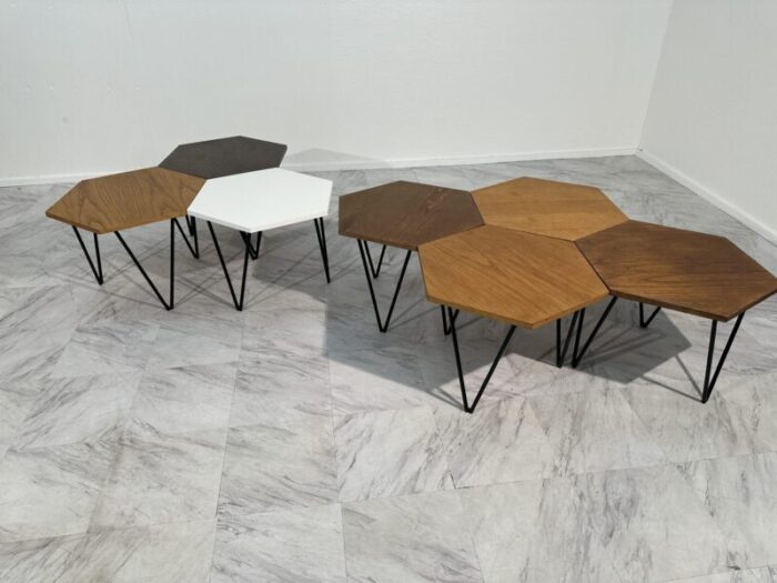 set of 7 gio ponti modular hexagonal coffee tables isa bergamo italy 1950s 4825