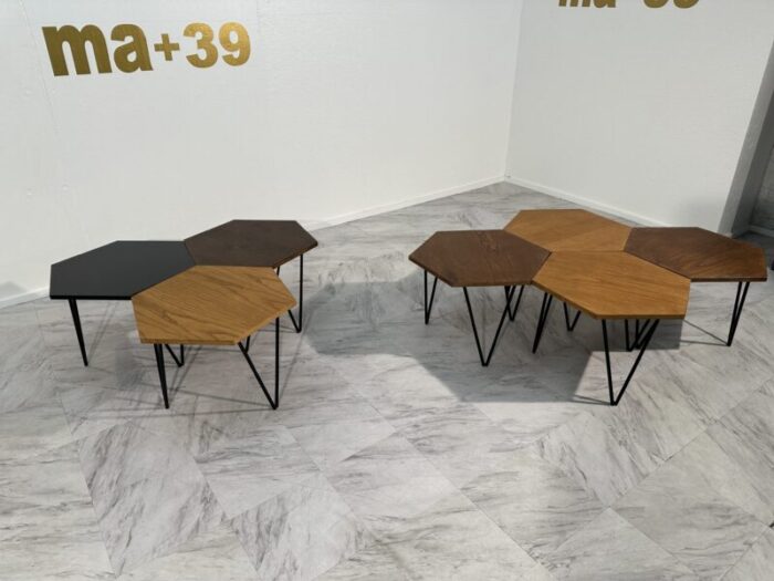 set of 7 gio ponti modular hexagonal coffee tables isa bergamo italy 1950s 6821