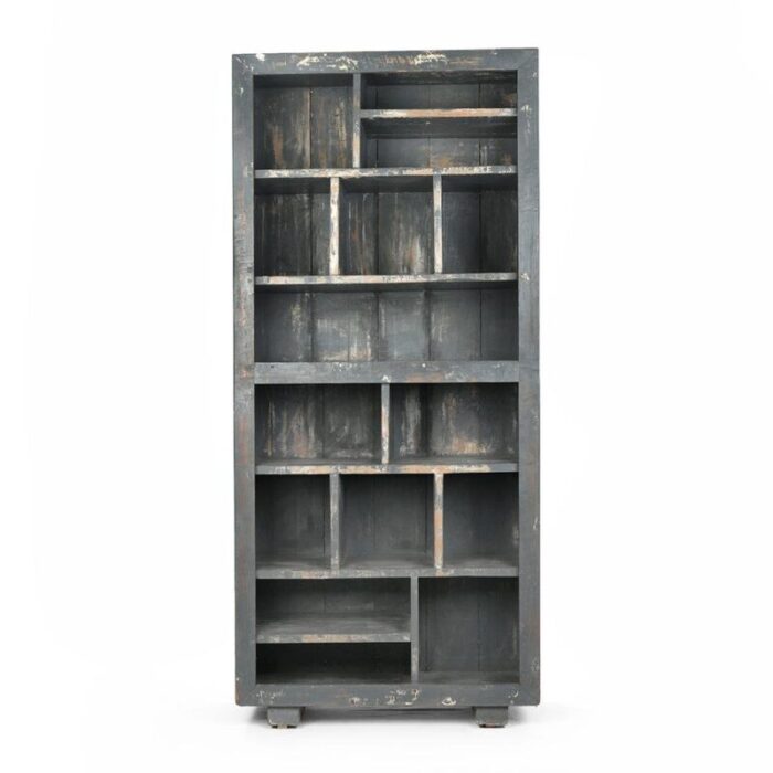 shelf in patinated wood with 15 compartments 1940s 1