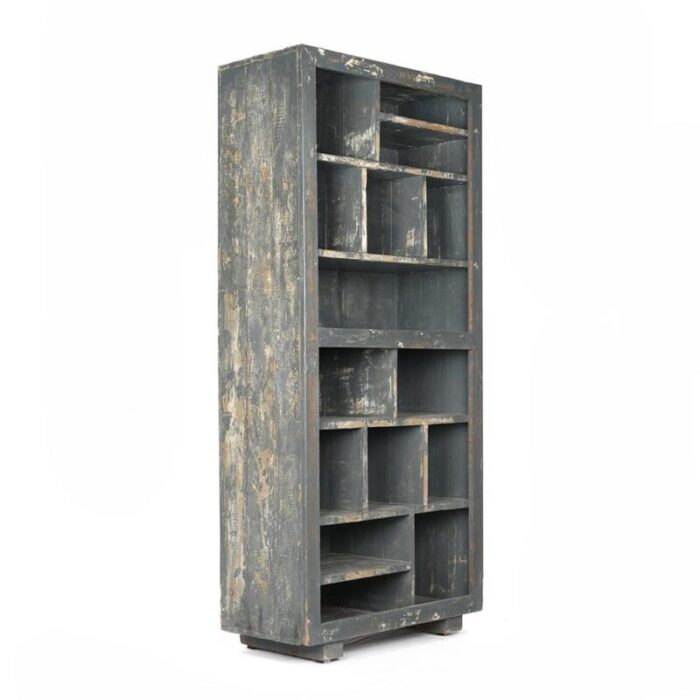 shelf in patinated wood with 15 compartments 1940s 2