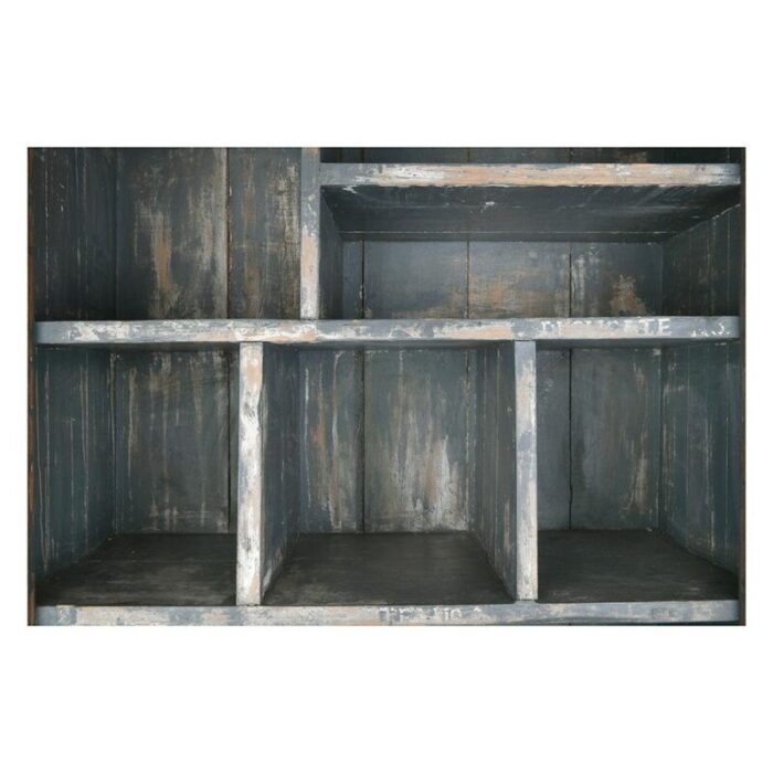 shelf in patinated wood with 15 compartments 1940s 4