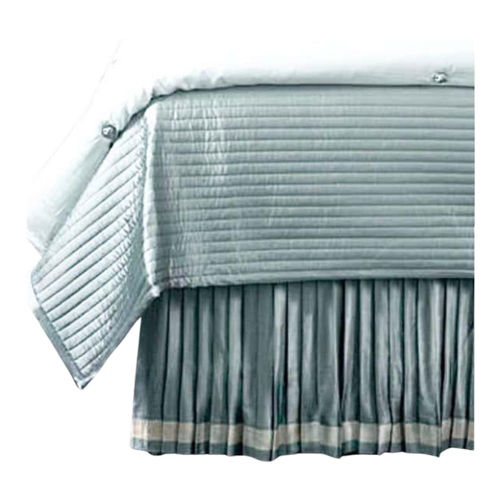 silk charmeuse knife pleat queen bed skirt with pins new slate teal and sand 4917