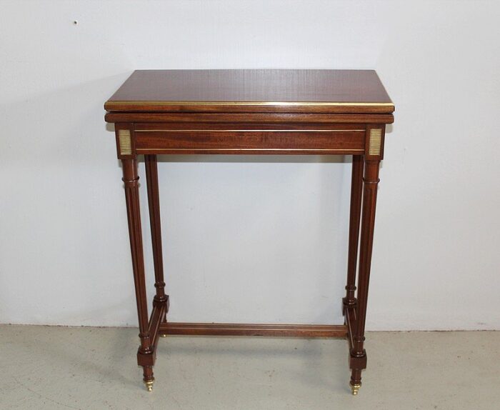 small antique louis xvi style mahogany game table 1