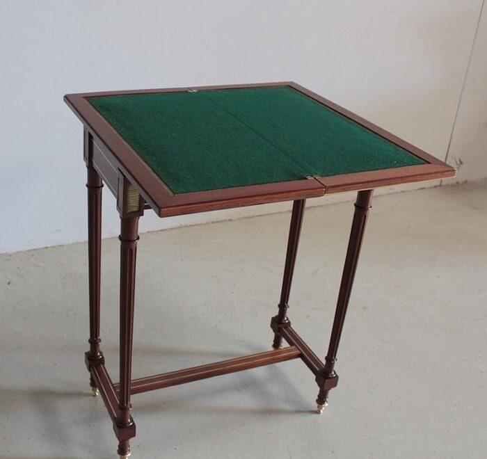 small antique louis xvi style mahogany game table 3