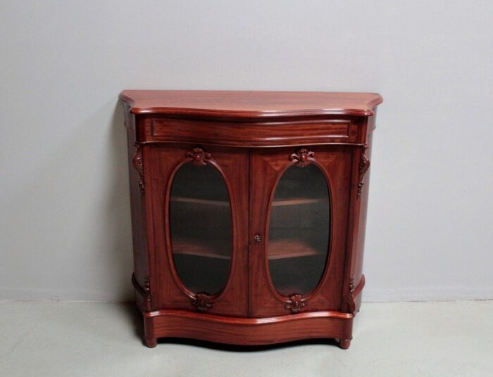 small antique napoleon iii mahogany veneer cabinet 1