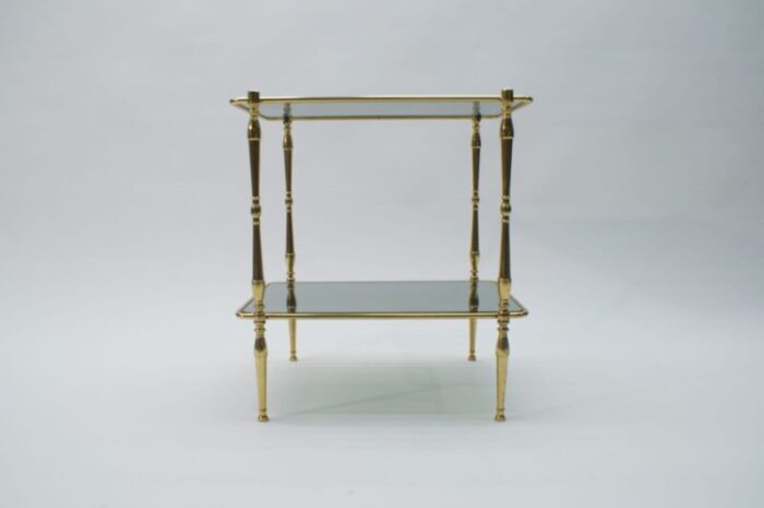 smoked glass and brass side table 1970s 1