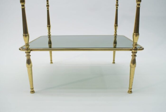 smoked glass and brass side table 1970s 10