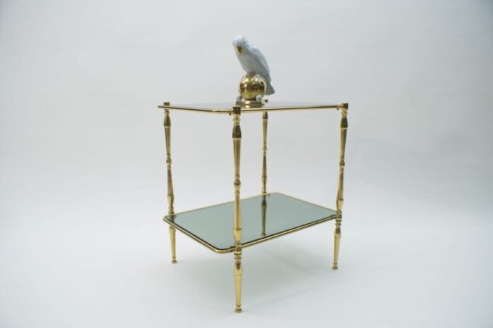 smoked glass and brass side table 1970s 11