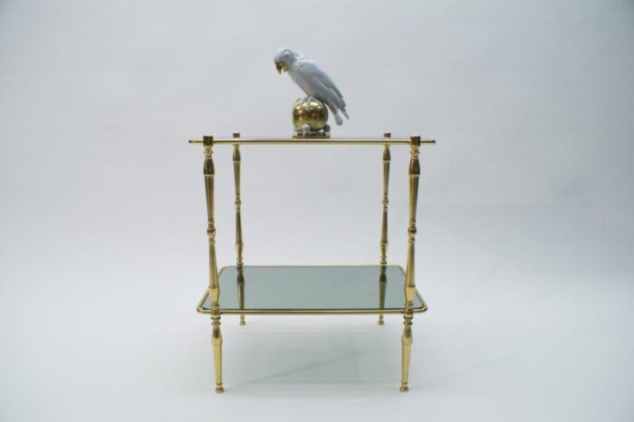 smoked glass and brass side table 1970s 2