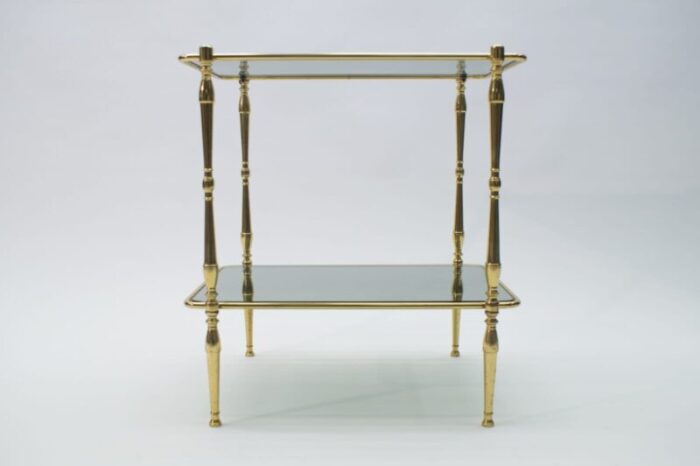 smoked glass and brass side table 1970s 3