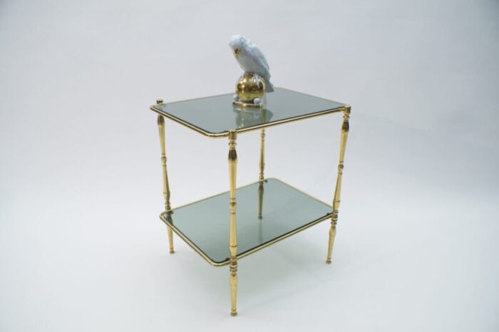 smoked glass and brass side table 1970s 4