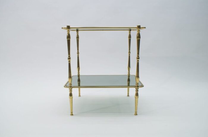 smoked glass and brass side table 1970s 5