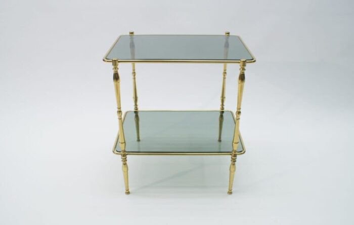 smoked glass and brass side table 1970s 6