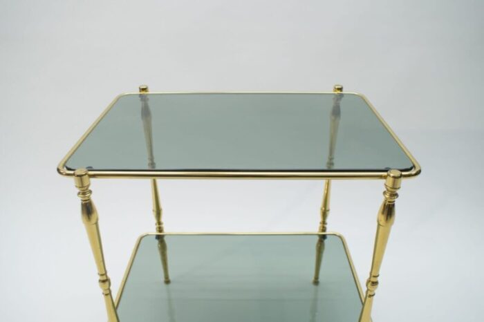 smoked glass and brass side table 1970s 7