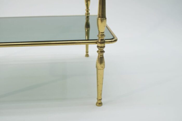 smoked glass and brass side table 1970s 9