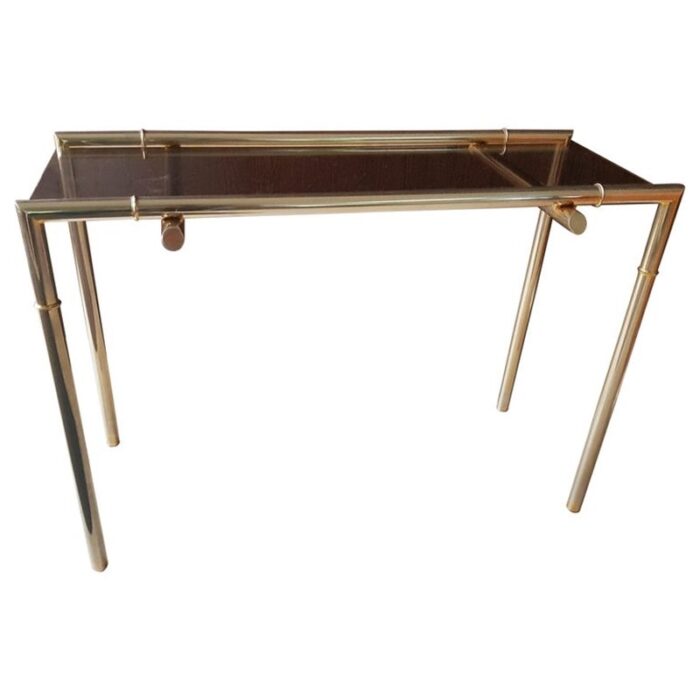 smoked glass and nickel console table 1968 1