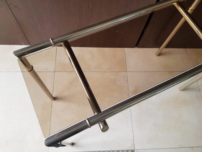 smoked glass and nickel console table 1968 14