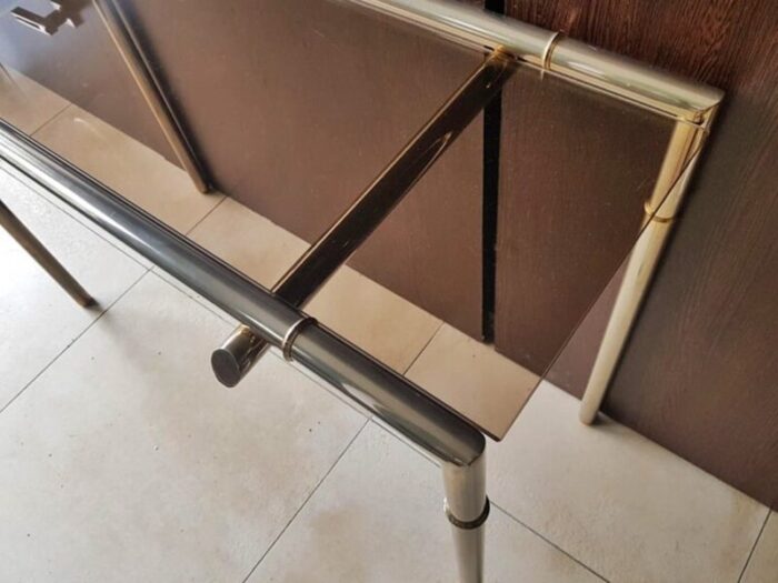 smoked glass and nickel console table 1968 17