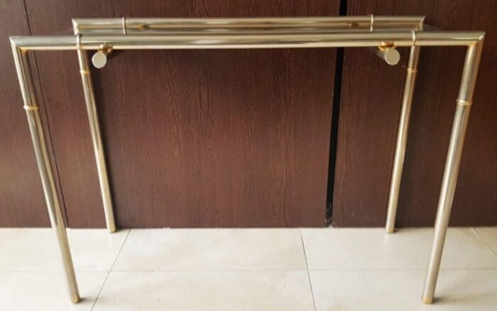 smoked glass and nickel console table 1968 19