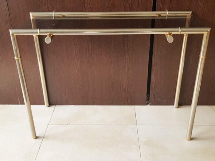 smoked glass and nickel console table 1968 20