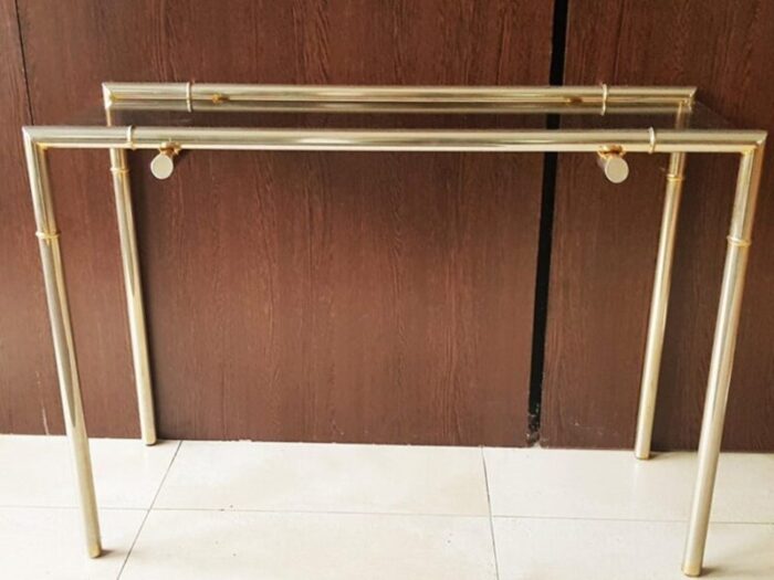 smoked glass and nickel console table 1968 4