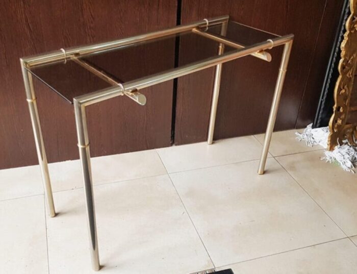 smoked glass and nickel console table 1968 5