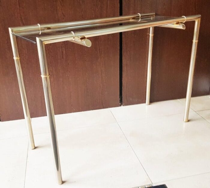 smoked glass and nickel console table 1968 6