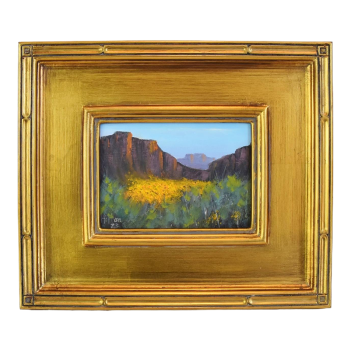 southwestern native american canyon landscape oil painting w antiqued gold wood frame 2881