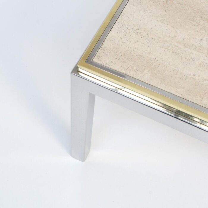 square coffee table with travertine top from reggiani 1970s 10