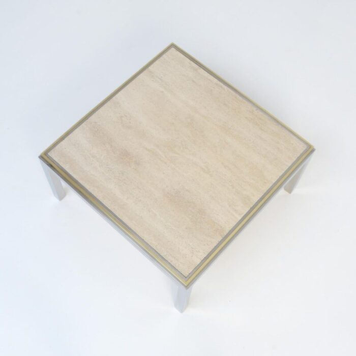 square coffee table with travertine top from reggiani 1970s 13