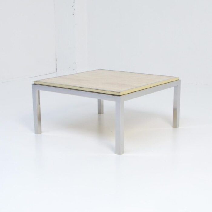 square coffee table with travertine top from reggiani 1970s 5