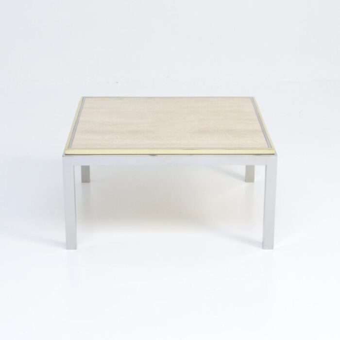 square coffee table with travertine top from reggiani 1970s 6