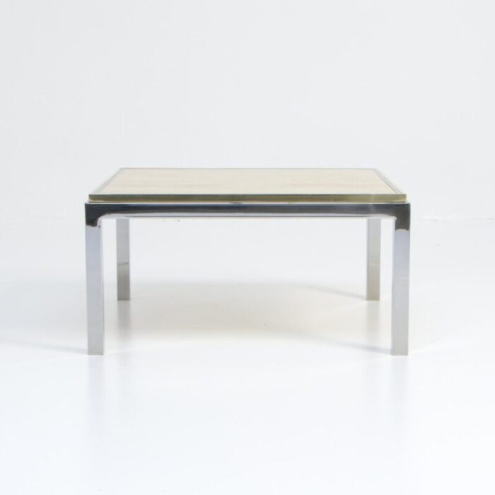 square coffee table with travertine top from reggiani 1970s 7