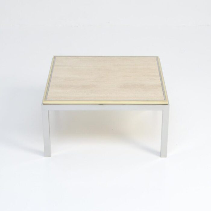 square coffee table with travertine top from reggiani 1970s 8