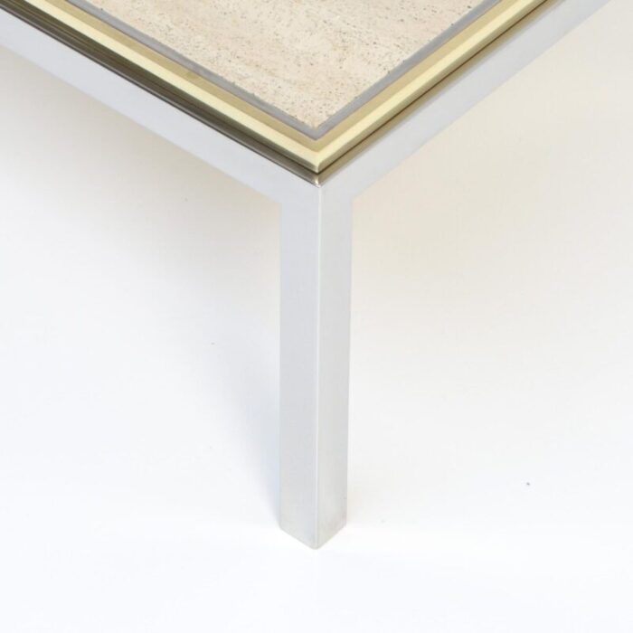 square coffee table with travertine top from reggiani 1970s 9