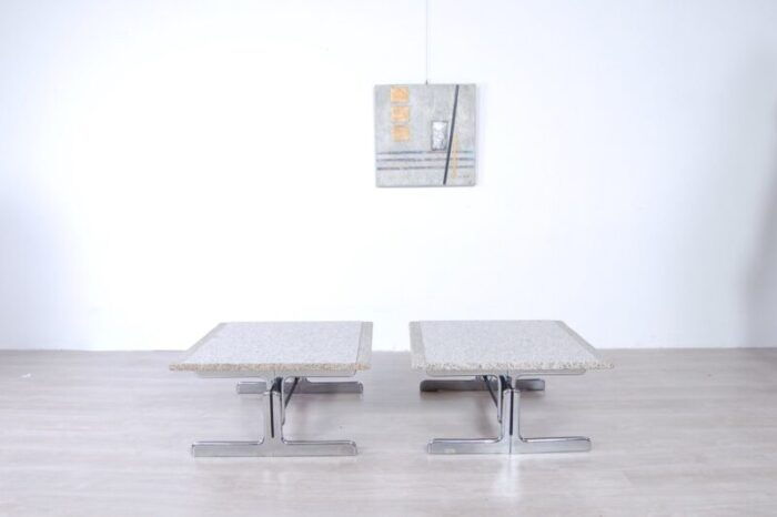 steel and granite coffee tables by ammannati vitelli for bruno brunati 1970s set of 2 10