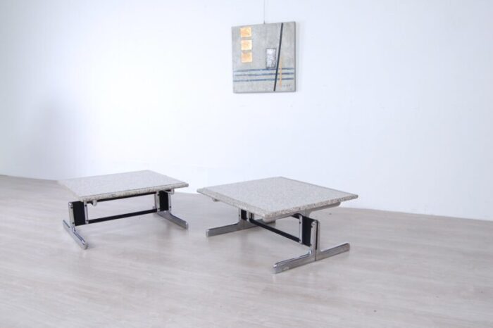 steel and granite coffee tables by ammannati vitelli for bruno brunati 1970s set of 2 2