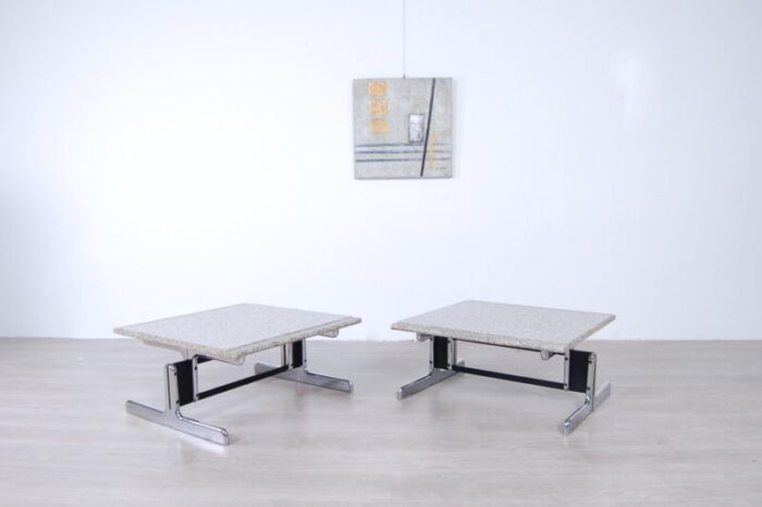 steel and granite coffee tables by ammannati vitelli for bruno brunati 1970s set of 2 3