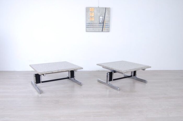 steel and granite coffee tables by ammannati vitelli for bruno brunati 1970s set of 2 4