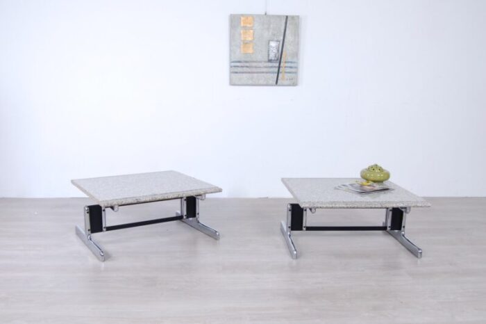 steel and granite coffee tables by ammannati vitelli for bruno brunati 1970s set of 2 5