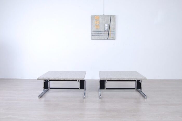 steel and granite coffee tables by ammannati vitelli for bruno brunati 1970s set of 2 6