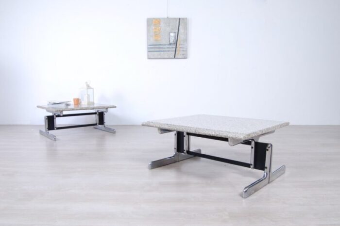 steel and granite coffee tables by ammannati vitelli for bruno brunati 1970s set of 2 7