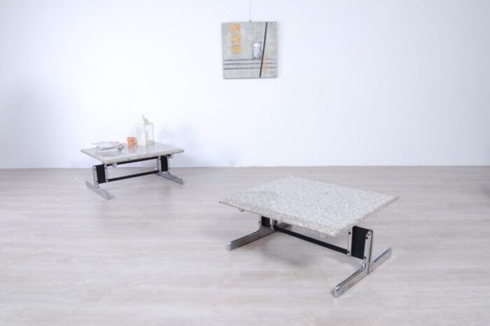 steel and granite coffee tables by ammannati vitelli for bruno brunati 1970s set of 2 8