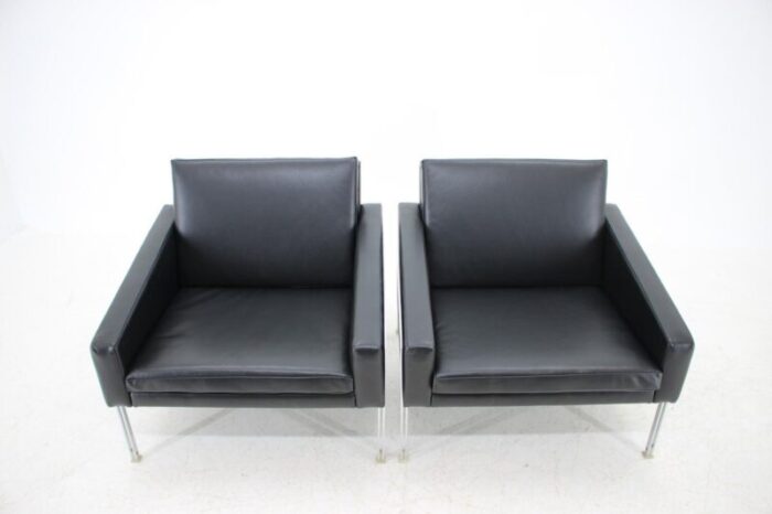 steel and leather armchairs by wolfgang herren for luebke germany 1960s set of 2 3