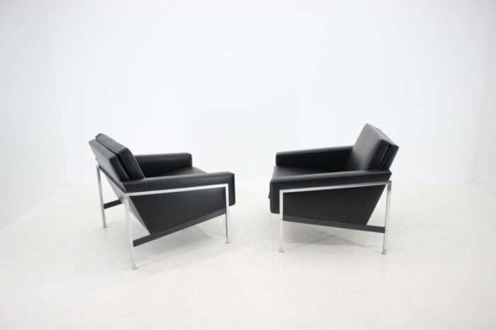 steel and leather armchairs by wolfgang herren for luebke germany 1960s set of 2 7