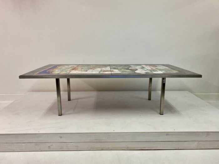 steel coffee table with enameled top by giorgio musoni 1970s 10